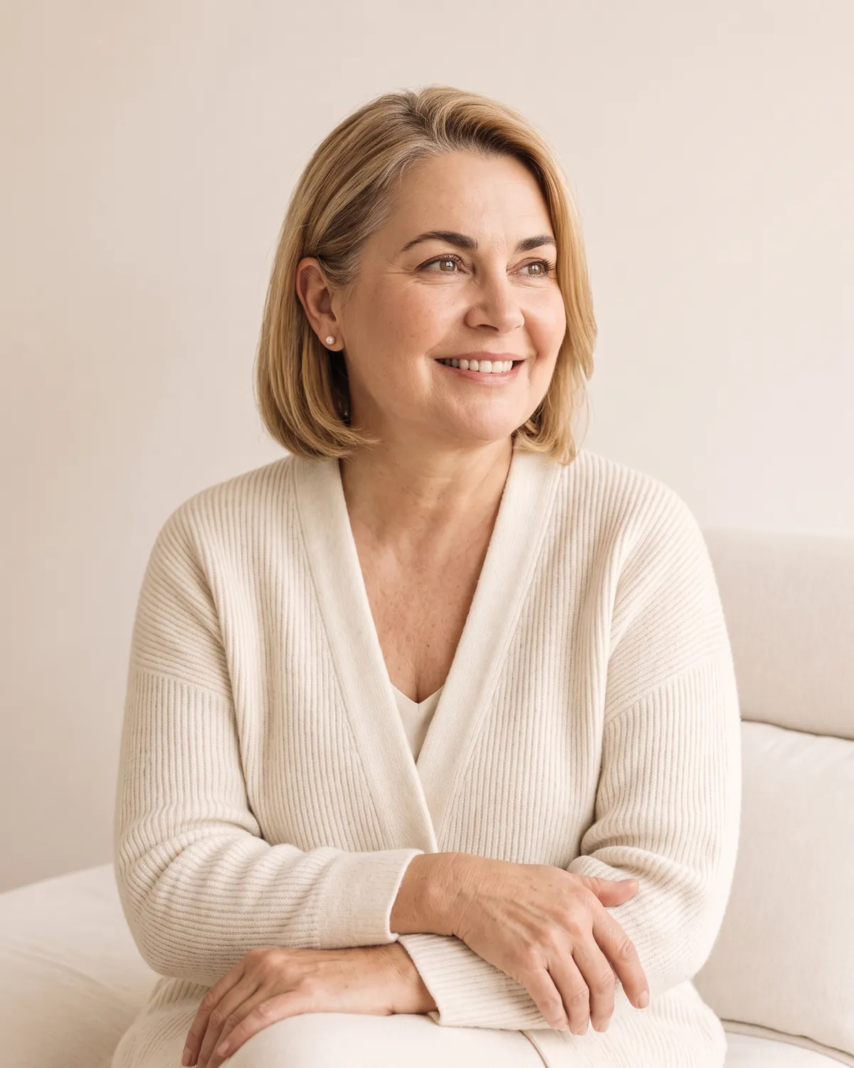 Smiling woman at a wellness visit for hormones and weight loss in Vero Beach