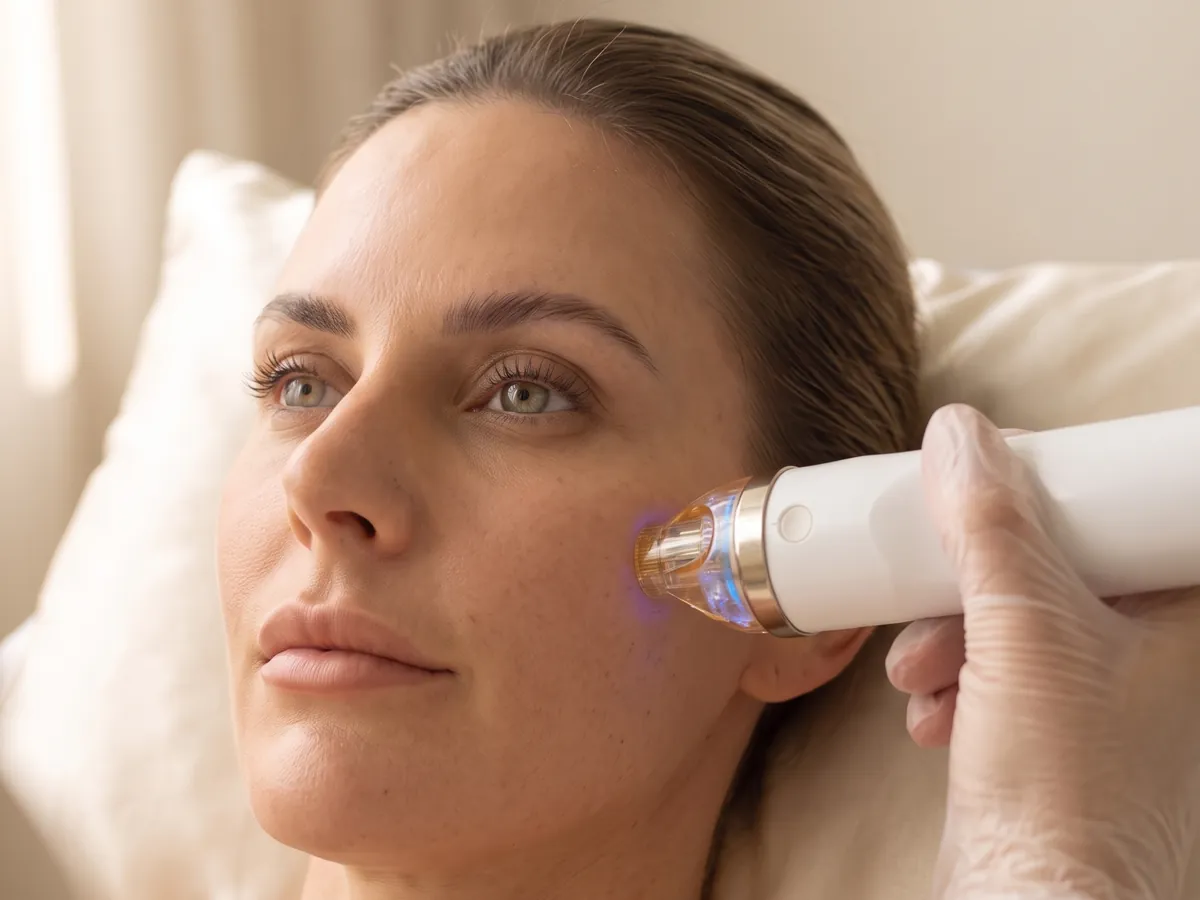 Radiofrequency skin tightening treatment on the cheek
